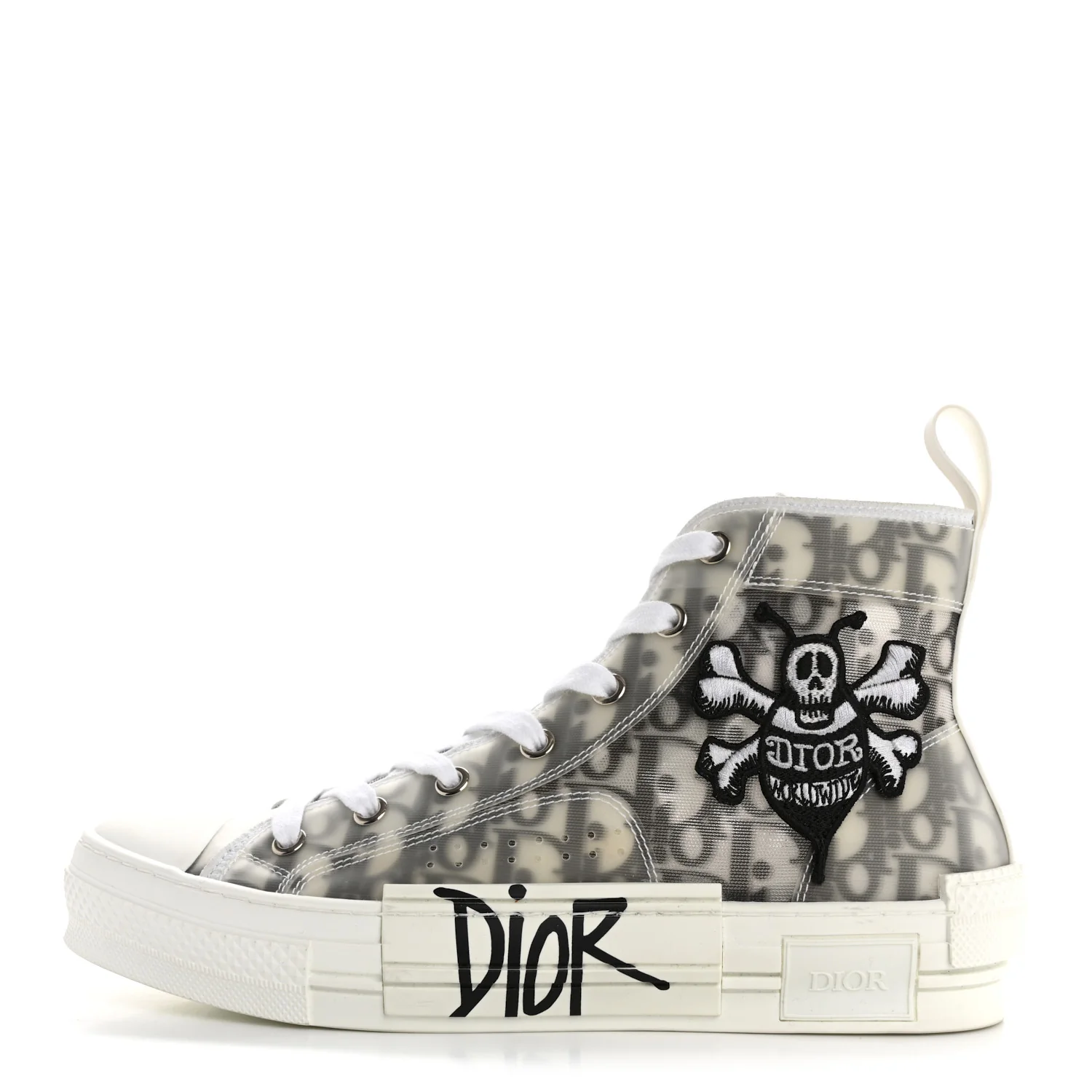 X SHAWN STUSSY Canvas Oblique Bee B23 High Top Sneakers 39 White Black