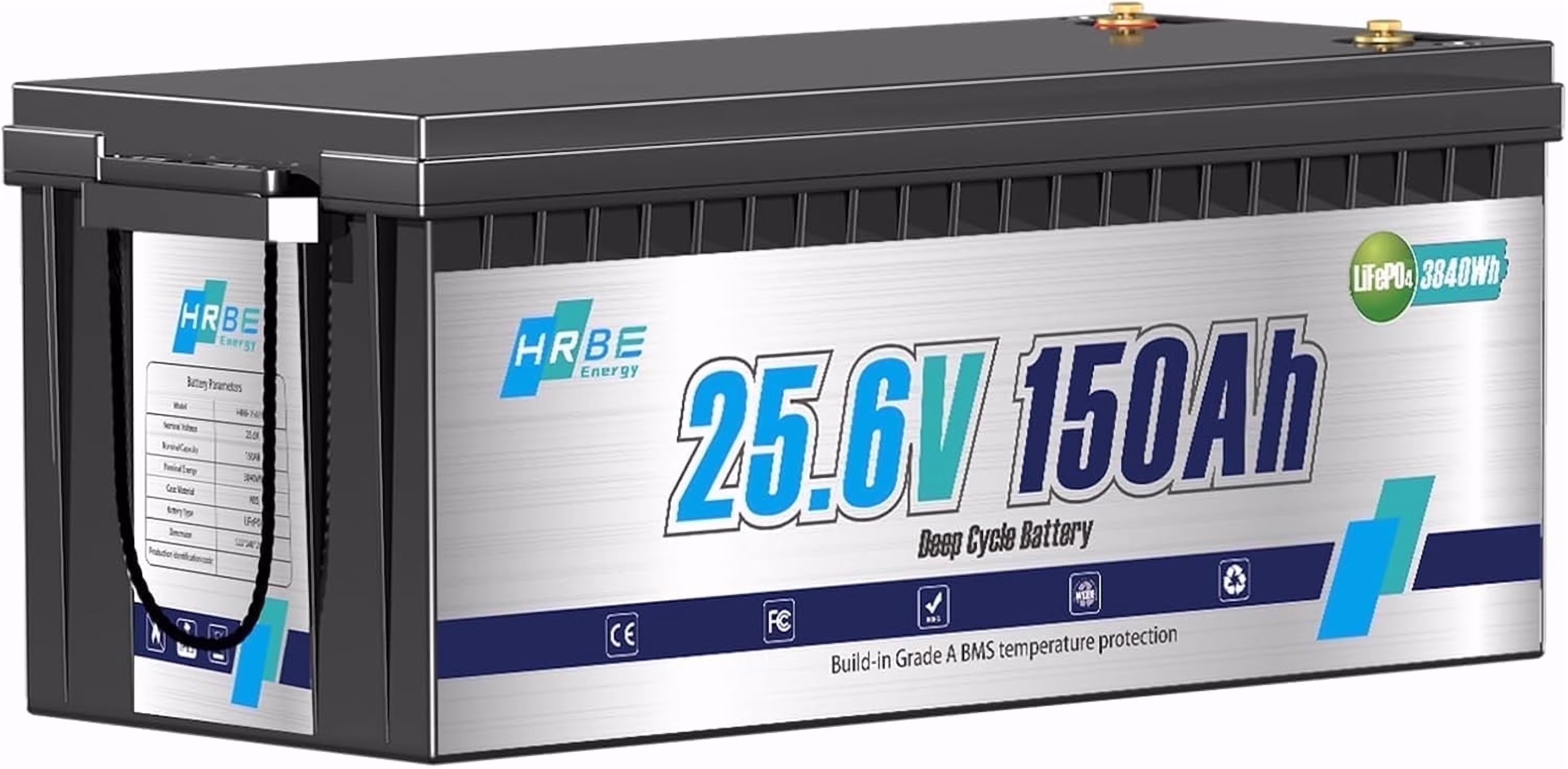 24V 150AH LiFePO4 Lithium Battery, for RV,Solar Panel Kit,Trolling Motors,Camper,Marine,off Grid,15000+Deep Cycles,3840WH