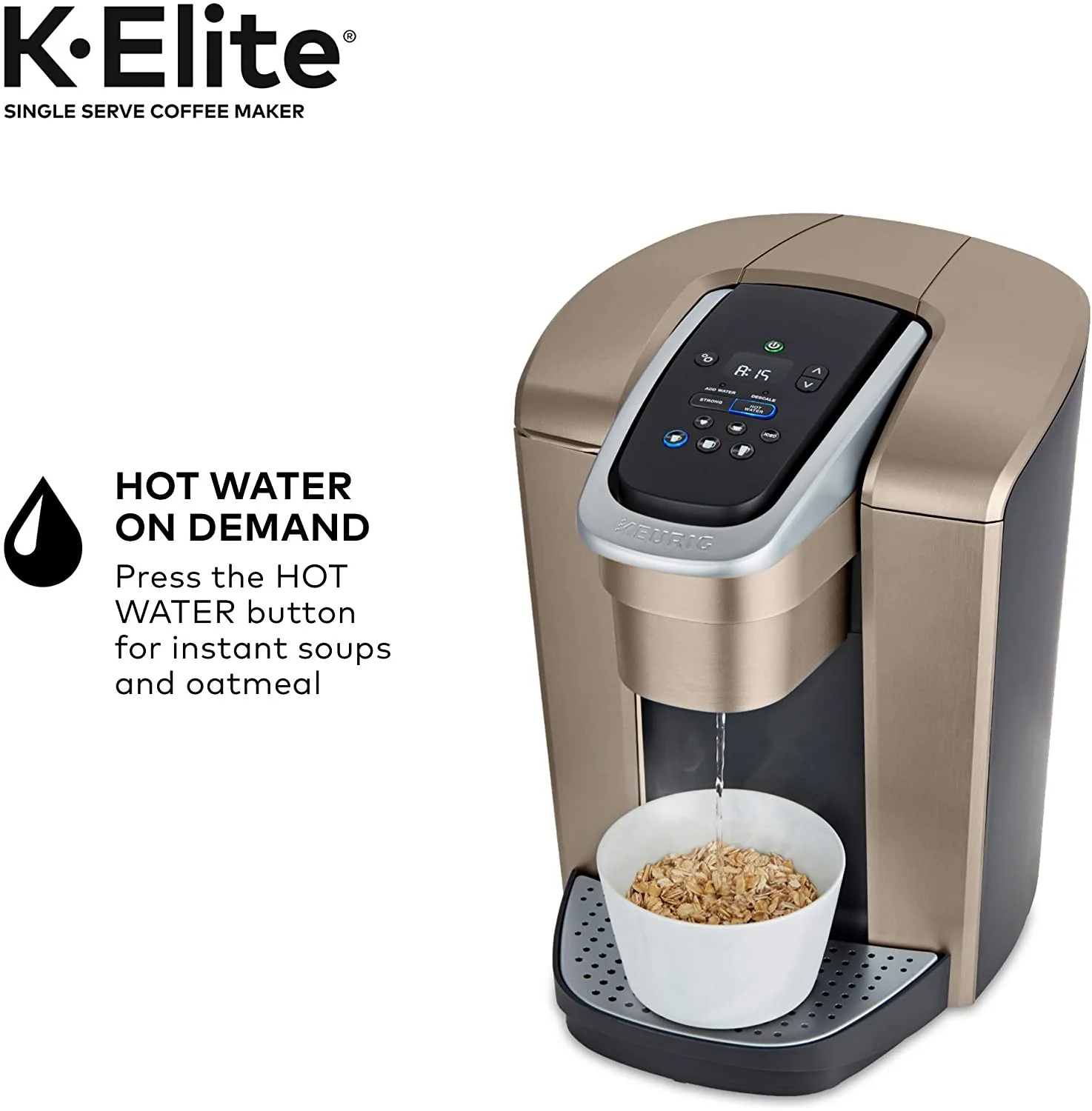 K-Elite Coffee Maker, Single Serve K-Cup Pod Coffee Brewer, With Iced Coffee Capability, Brushed Slate(Gray) - Image 7