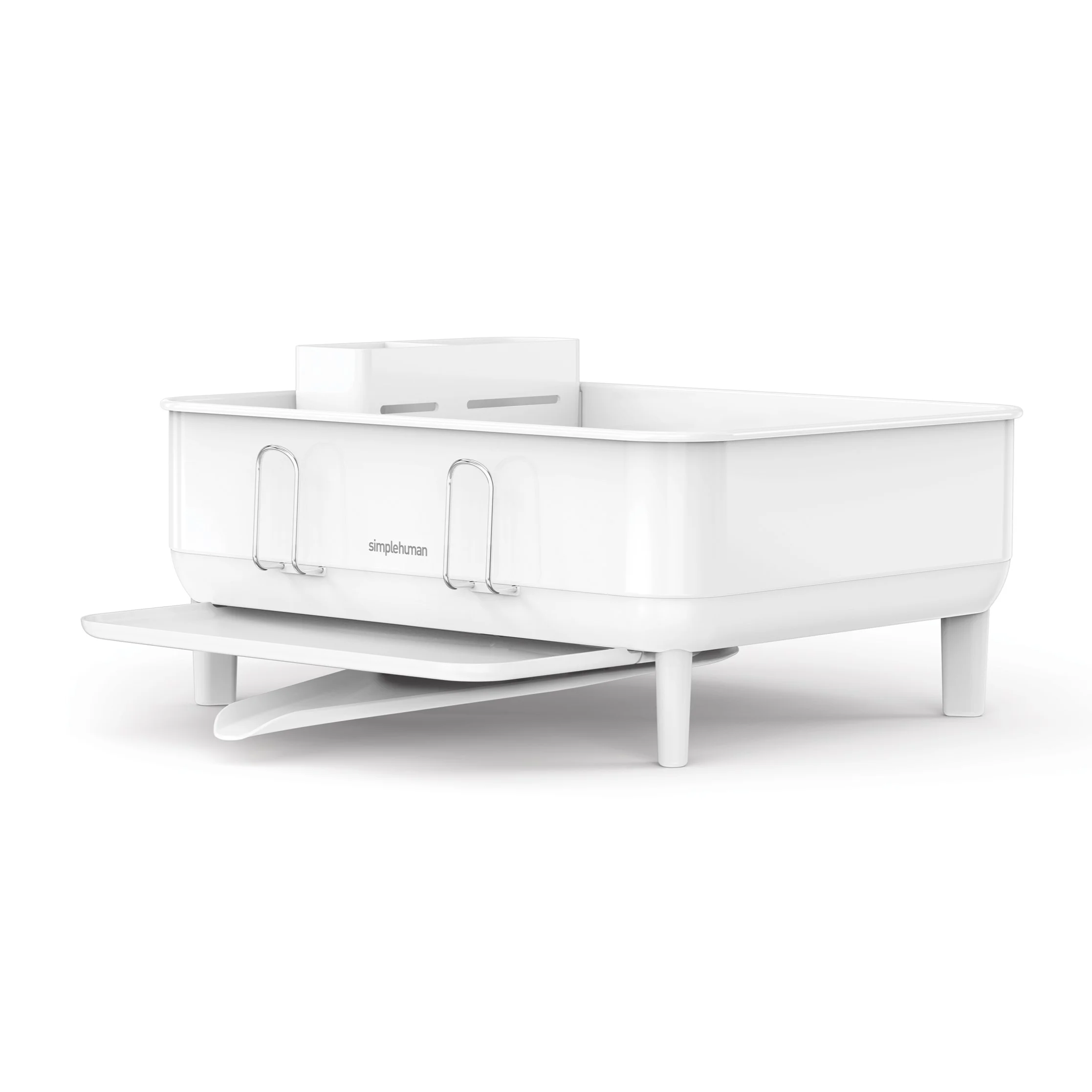Simplehuman Kitchen Dish Drying Rack, Fingerprint - Proof Stainless Steel Frame, Grey Plastic