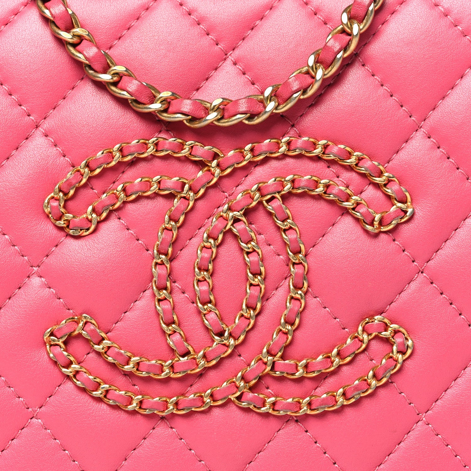 Calfskin Quilted Small CC Chain Accordion Tote Pink