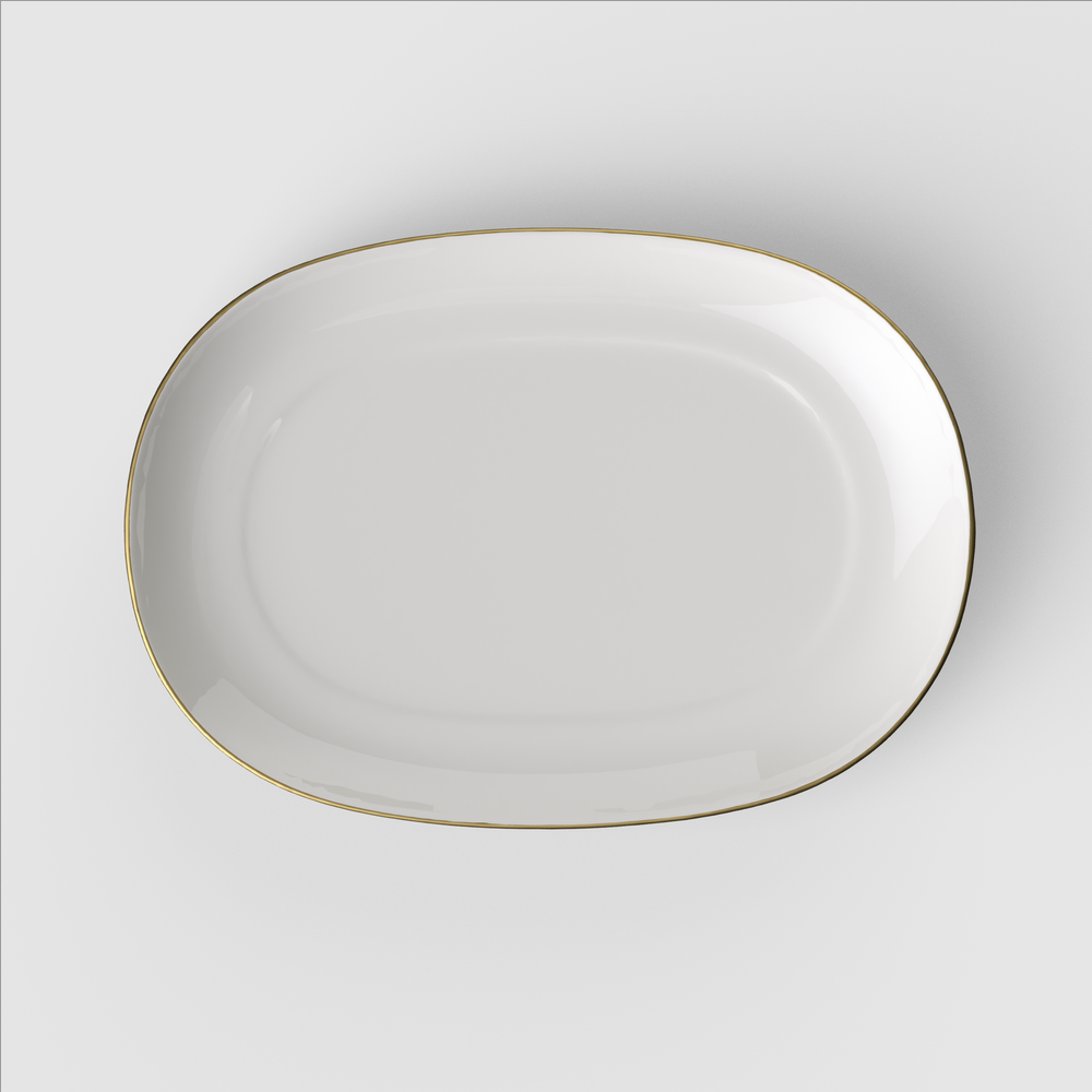 Anmut Gravy boat saucer - White, Premium Bone Porcelain
