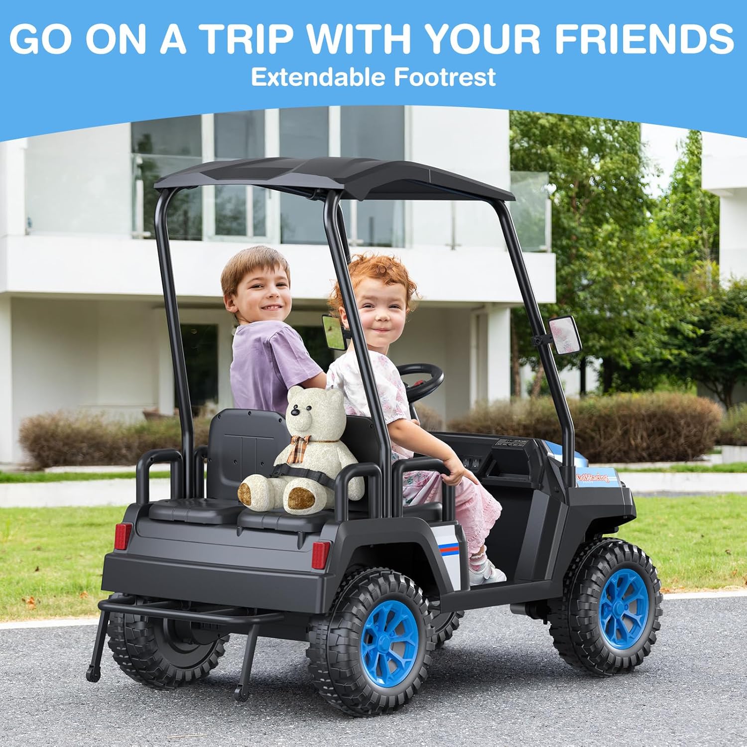 Voiturette de golf pour enfants R9 24V avec télécommande et auvent amovible