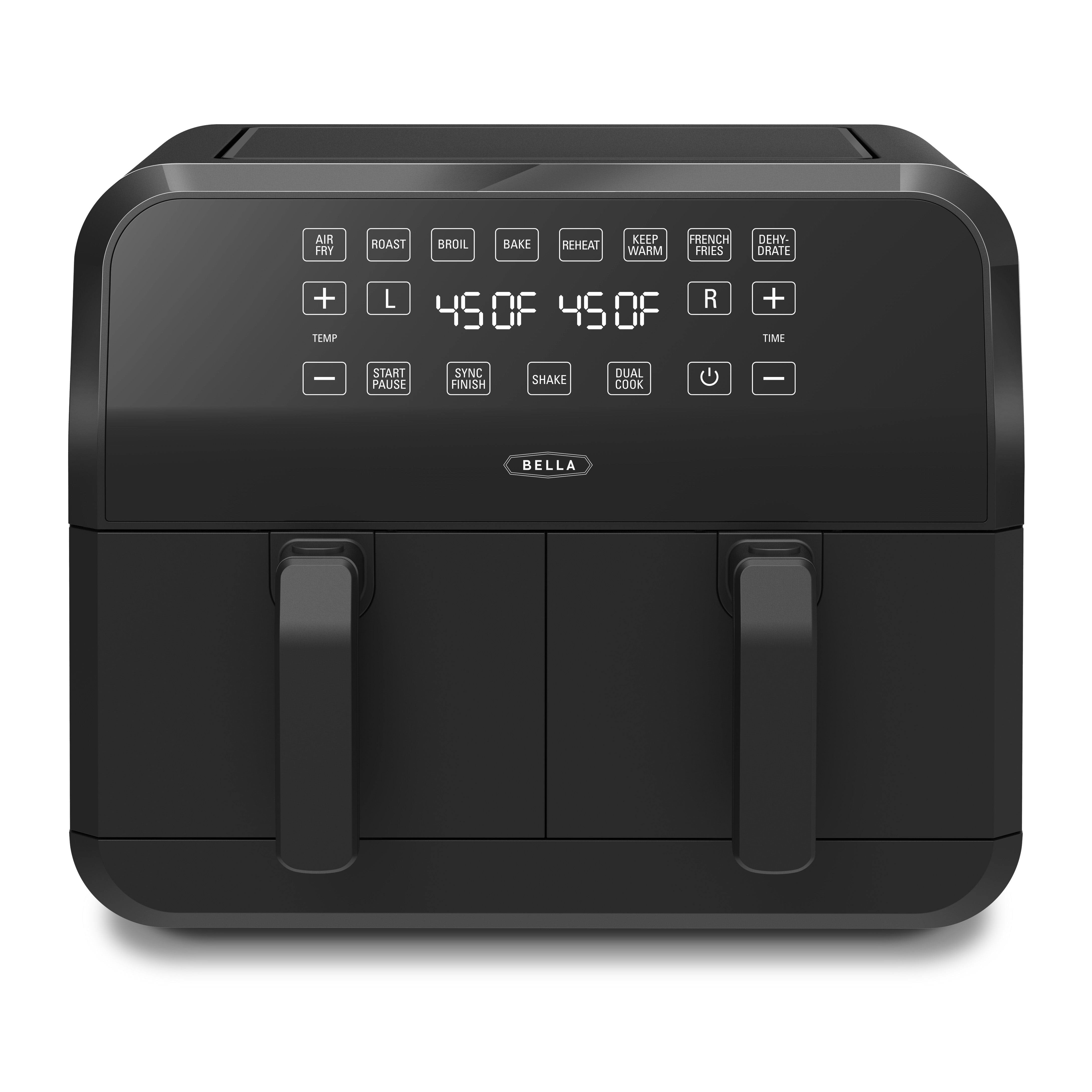Bella Matte Black 8-Qt. Dual-Basket Touchscreen Air Fryer