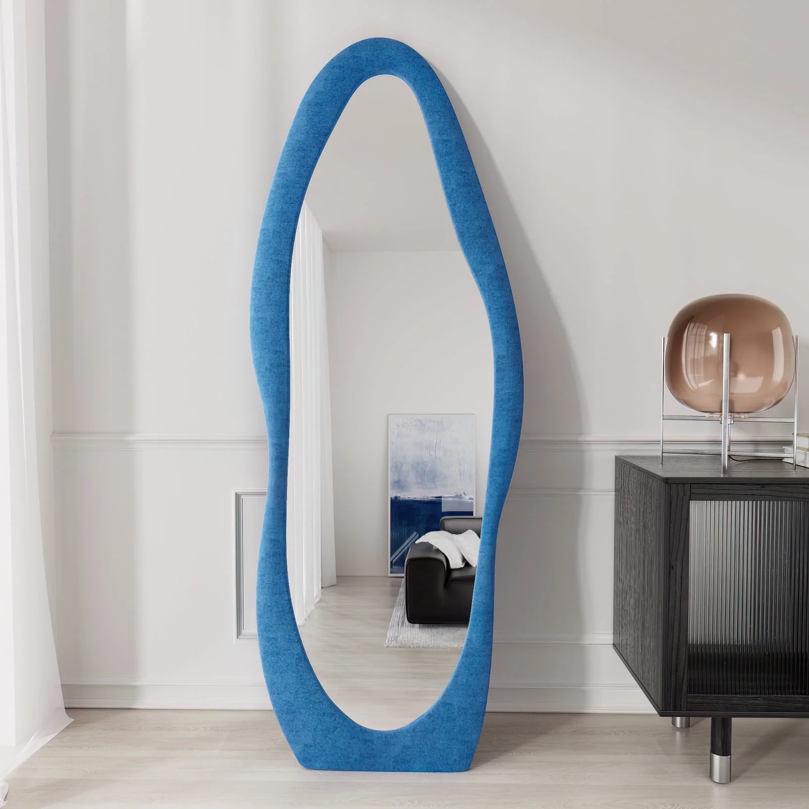 VLUSH Irregular Full Length Mirror, Floor Mirror Hanging & Leaning, 63