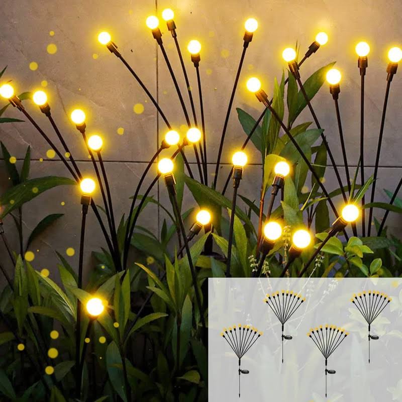 AAOVEFOX Solar Garden Lights ÿ 40 LED Solar Firefly Lights, 10 LED Starburst Swaying Lights, Solar Outdoor Lights Waterproof Garden Decor for Yard