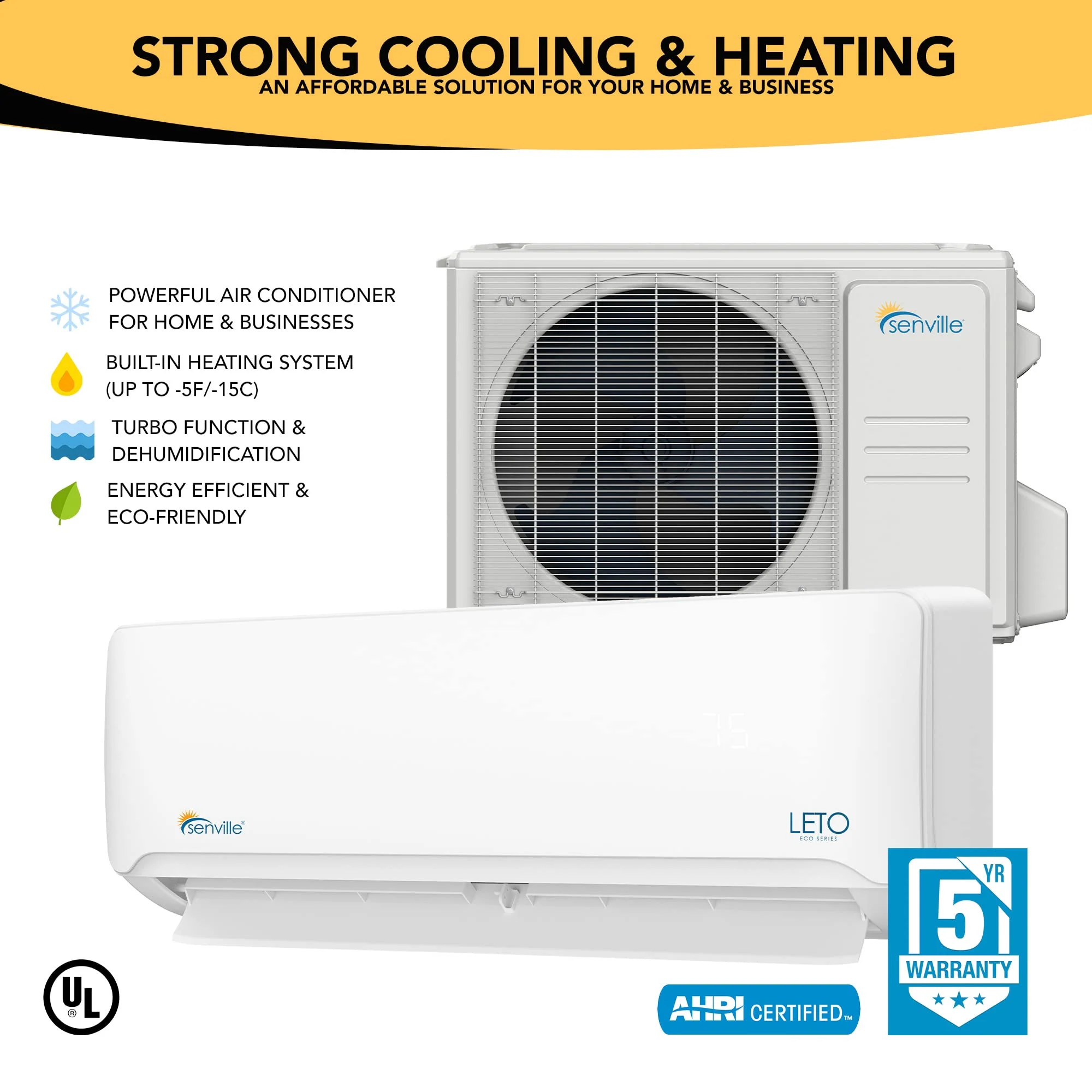 Senville 12000 BTU 110/120V Mini Split Air Conditioner Heat Pump