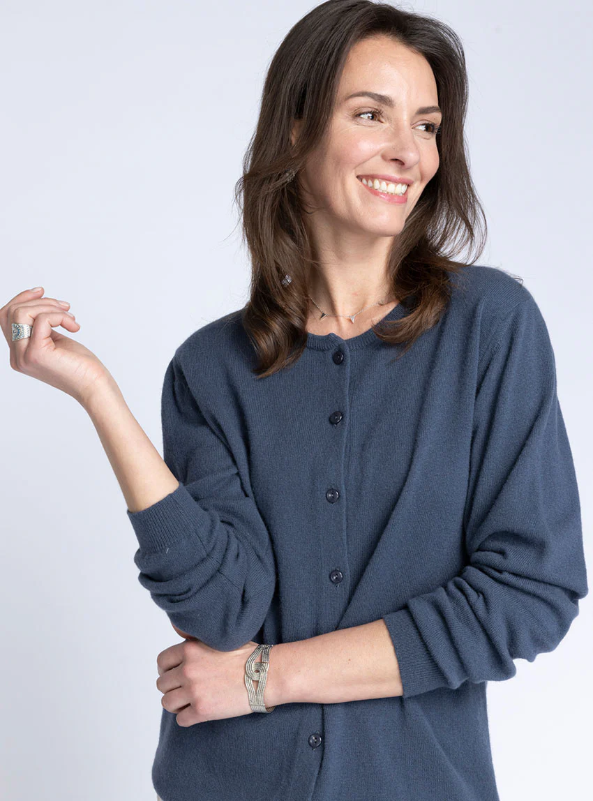 Cardigan femme en cachemire gris cendré