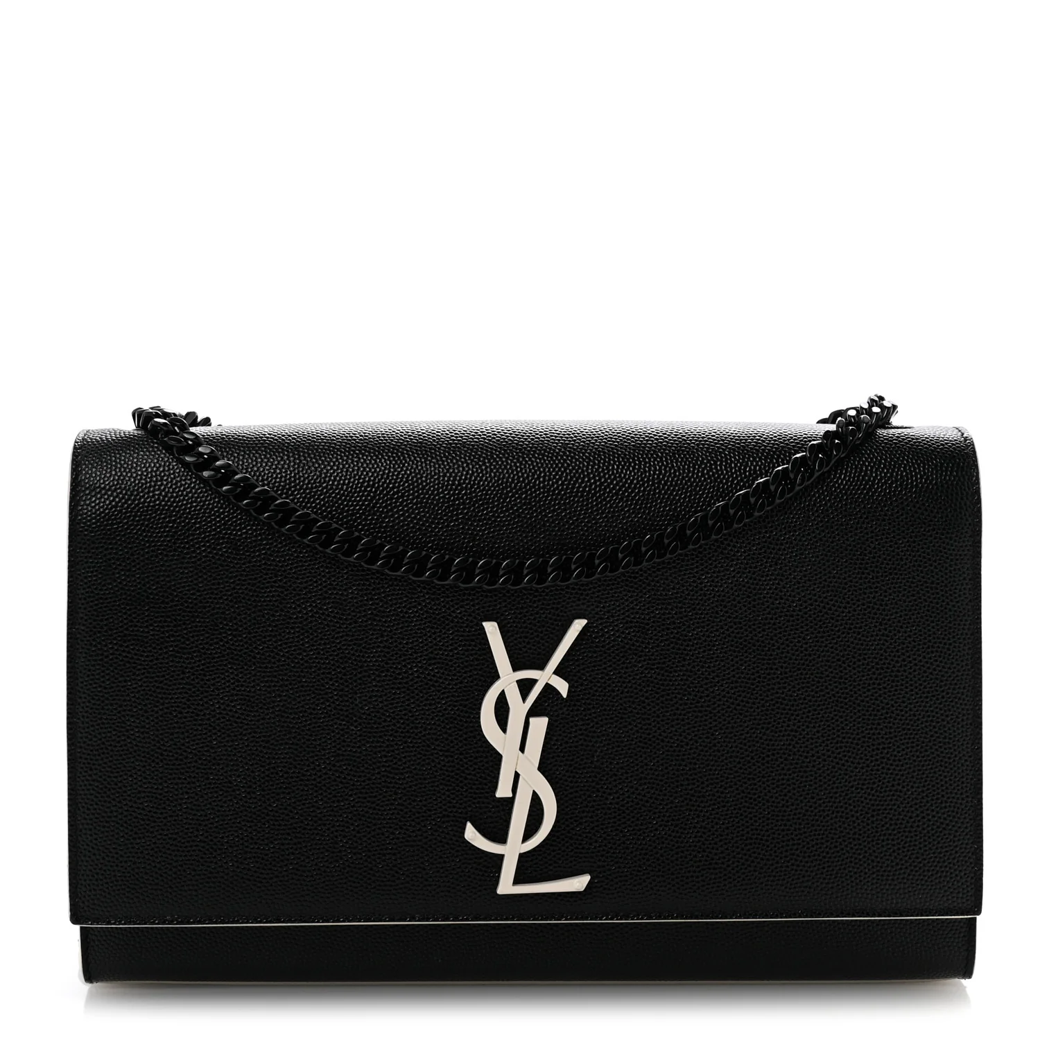 Grain De Poudre Medium Classic Monogram Kate Satchel Black White