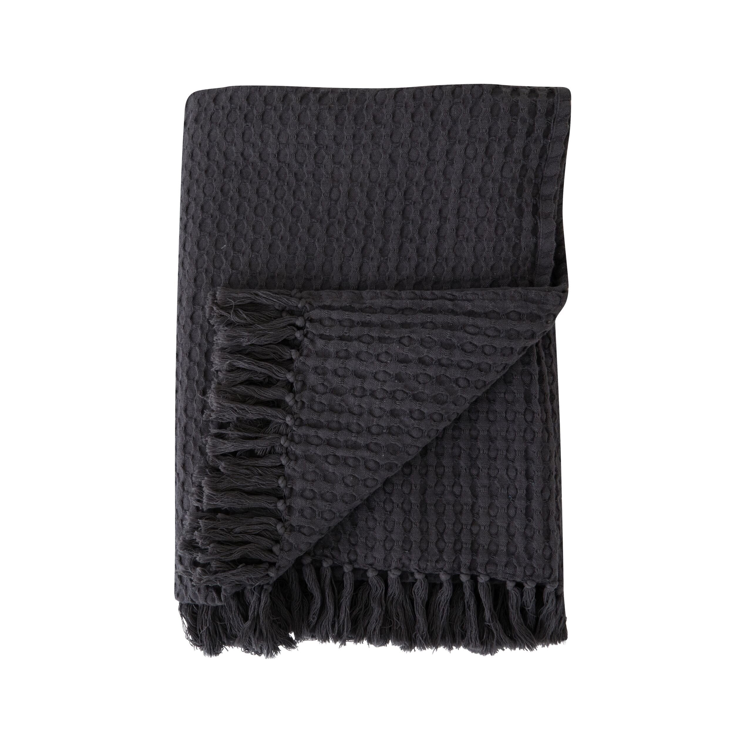 Whisper Waffle Throw Charcoal