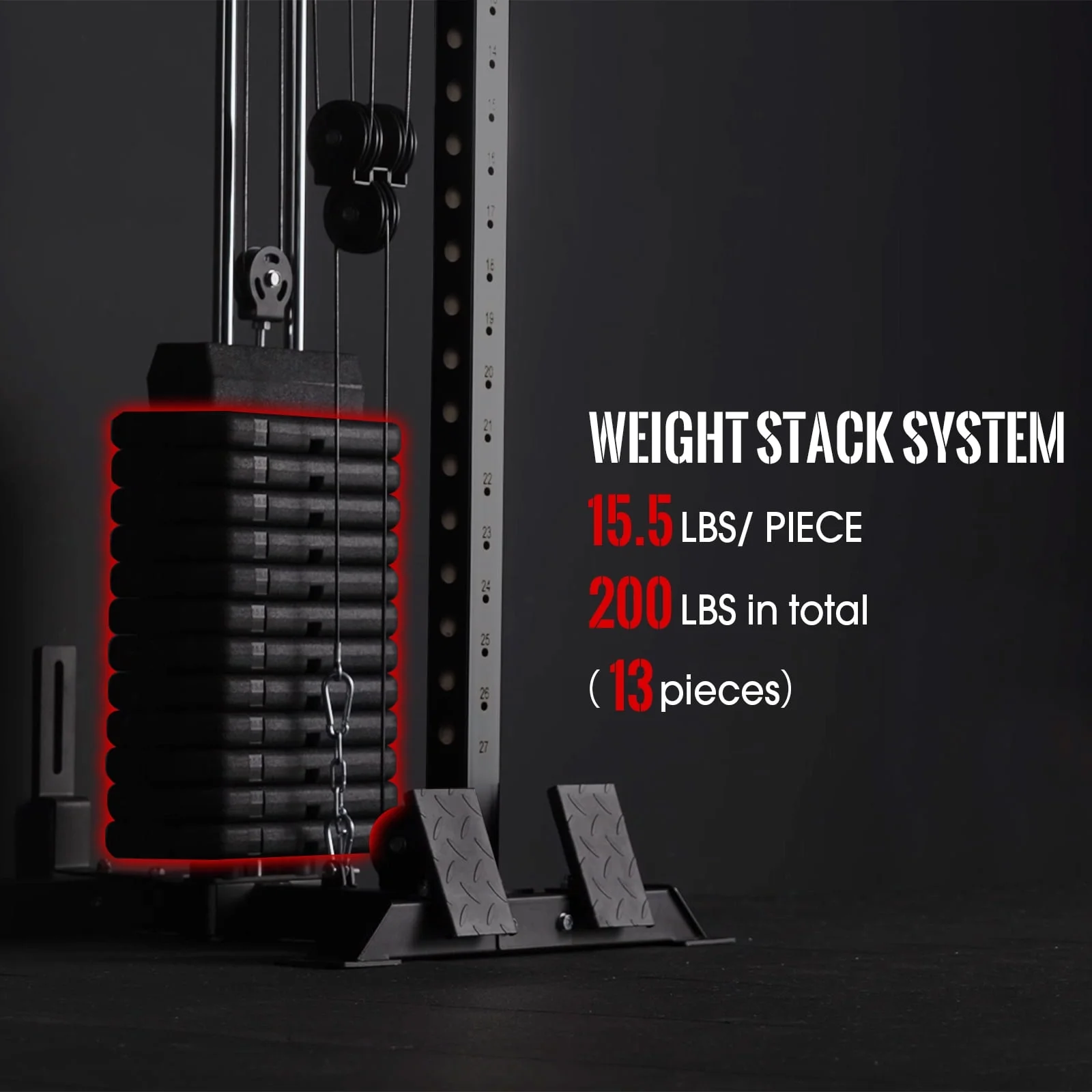 Cable Crossover Machine Home Gym, Wall Mount Cable Station with 200LBS Weight Stack,Lat Pull Down Machine with 27 Positions Dual Pulley System(Cable Machine) Image 9