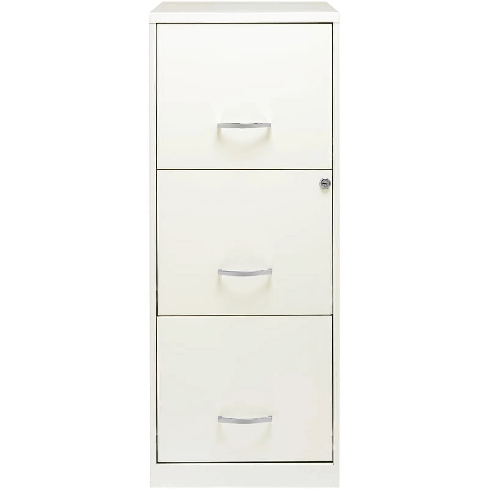 3 Drawer Vertical Metal File Cabinet with Lock Pearl White - Image 6