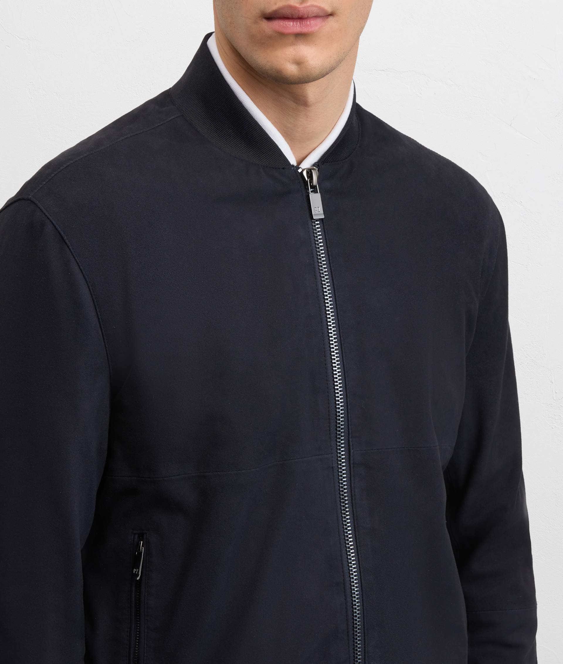 NAVY BLUE GOAT SUEDE ULTRA LIGHTWEIGHT BOMBER JACKET