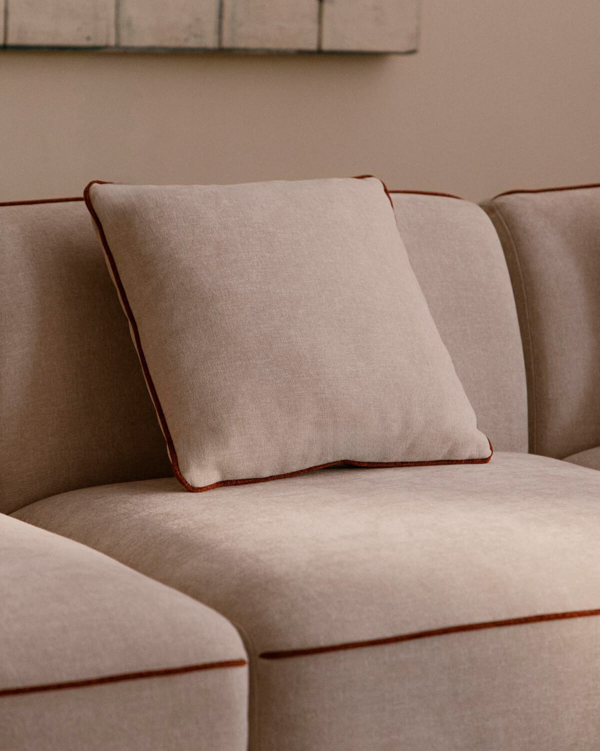 Ilham - Sofá Modular de 2 Piezas Sillón con Puff Redondo de Tela Ilham