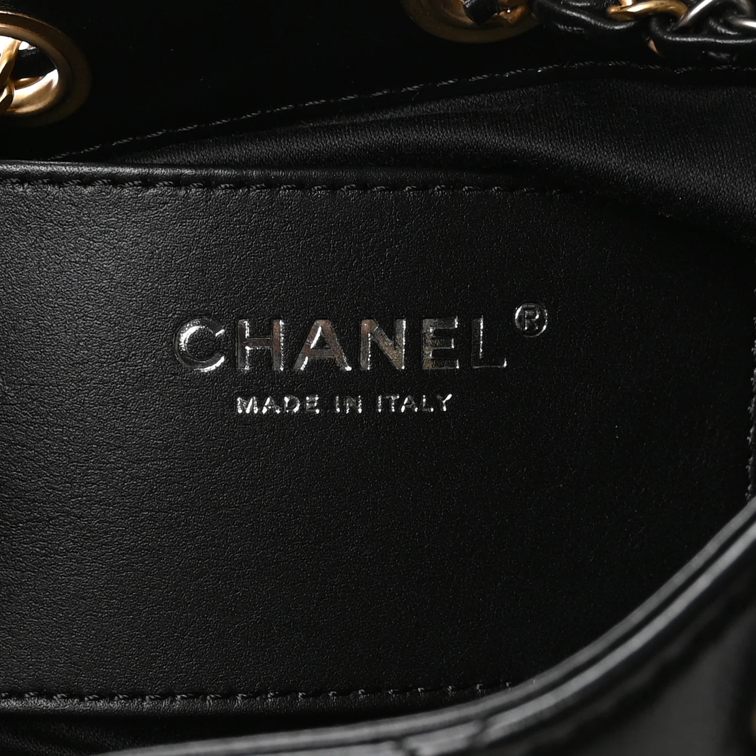 Shiny Crumpled Calfskin Quilted Mini Chanel 25 Handbag Black