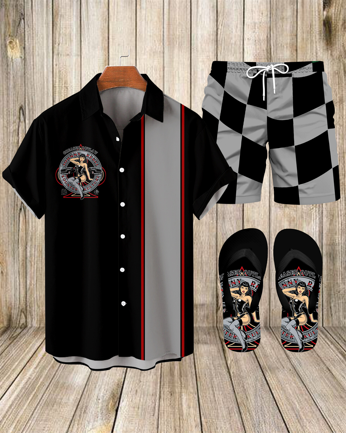 Ensemble trois pièces Suitmens pour homme, motif voiture classique printemps, chemise 072