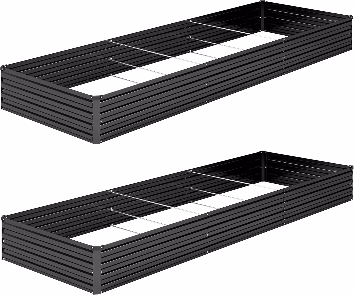 2PCS 12x4x1ft Galvanized Raised Garden Bed Kit, Vegetable Boxes - Rectangle Metal Flower Box, Large Planter Raised Beds Outdoor Garden for Planting, Fruit, Herb - Black