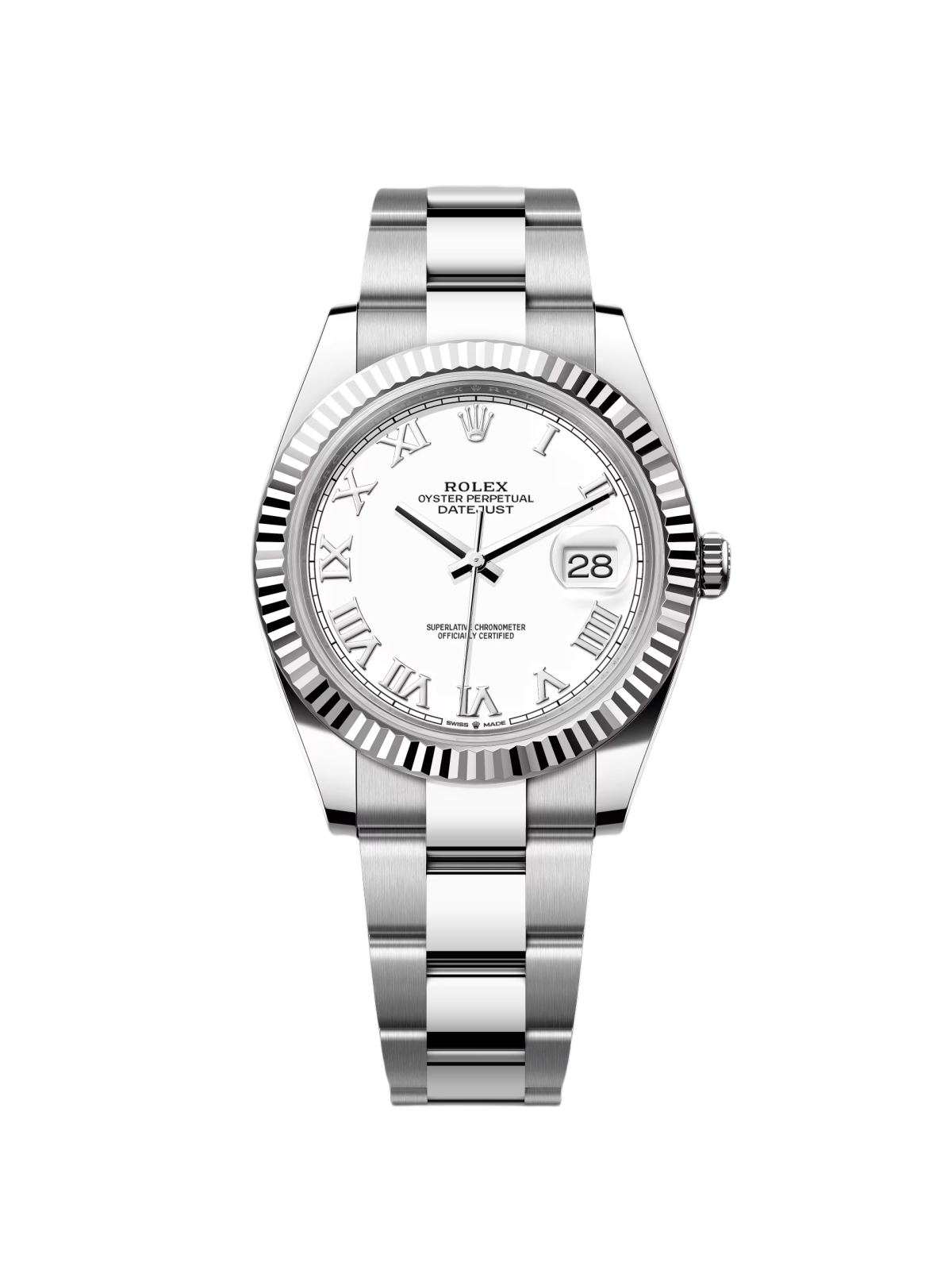 【Super Clone】RLX  Datejust 41mm 126334 White Roman Oyster Stainless Steel Mens Watch