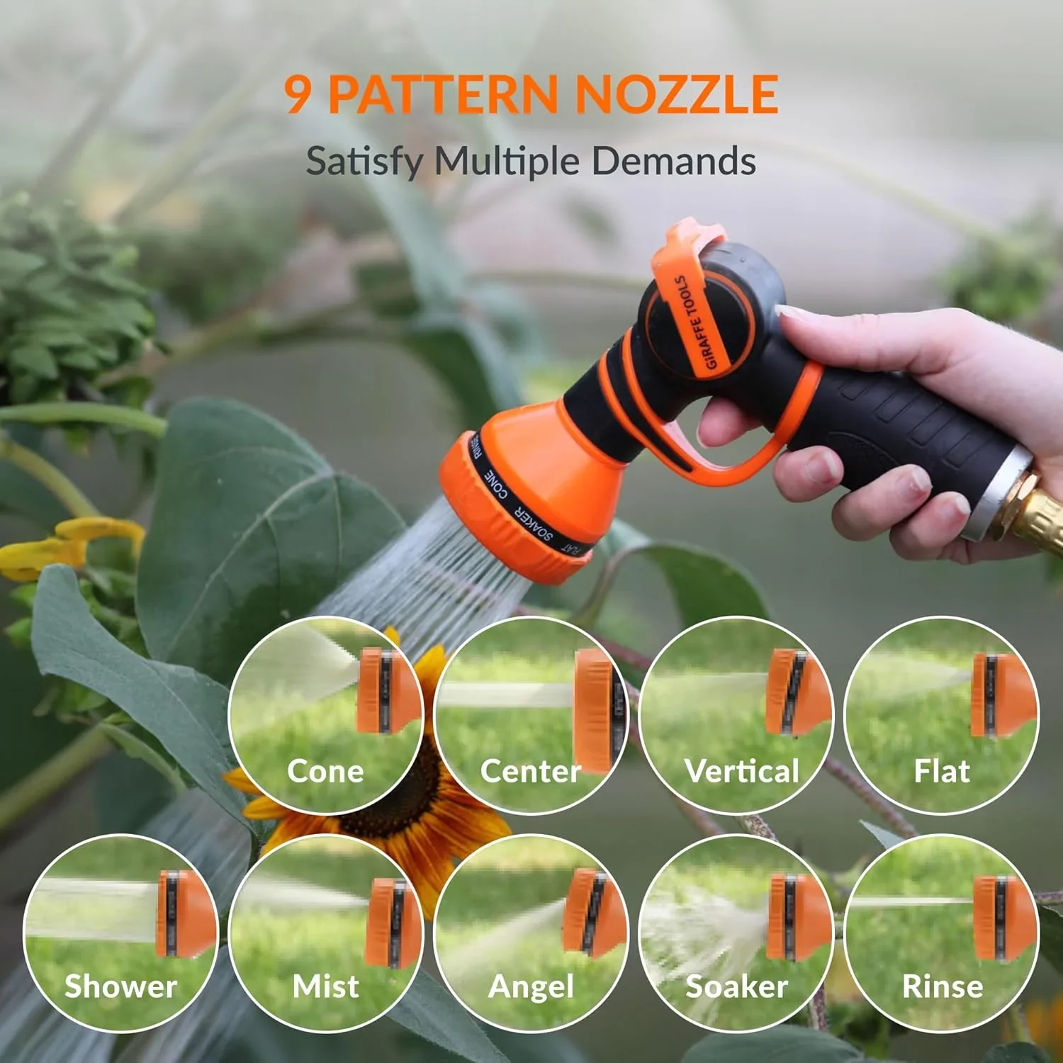 Giraffe Tools Retractable Garden Hose Reel with 1/2in-100ft Water Hose, Plastic Bracket, Wall Mounted, Dark Grey