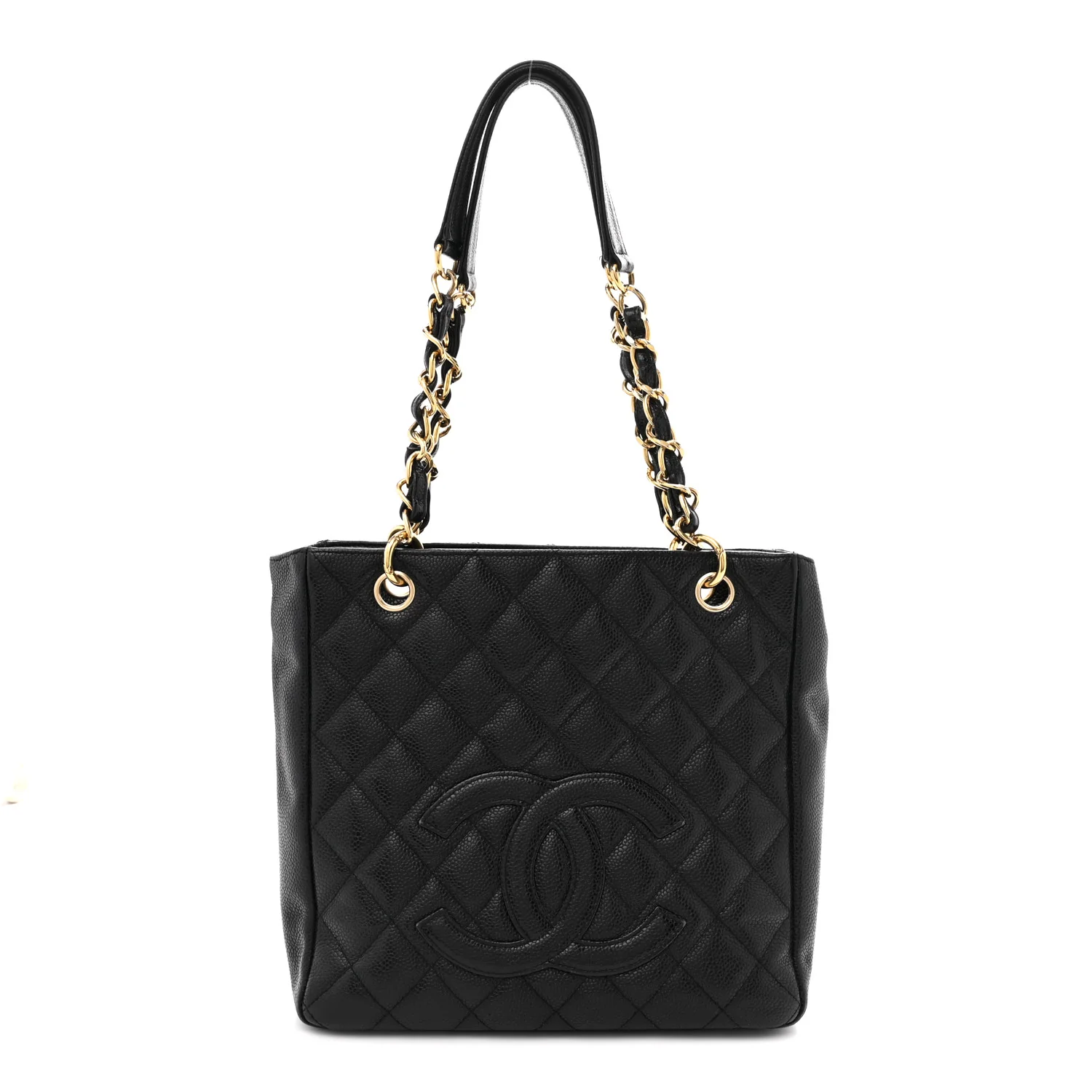 Caviar Quilted Petit Shopping Tote PST Black