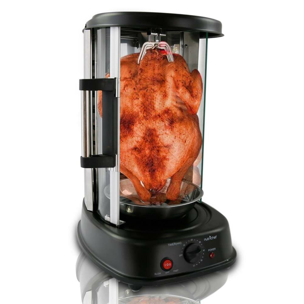 NutriChef Vertical Rotisserie Oven - Rotating Kebob Cooker, Black