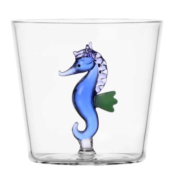 Marine Garden vannglass 35 cl sjøhest blå