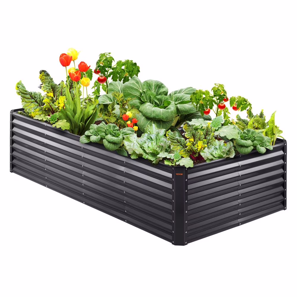 Galvanized Raised Garden Bed Planter Box 94.5x47.2x23.6 Flower Vegetable