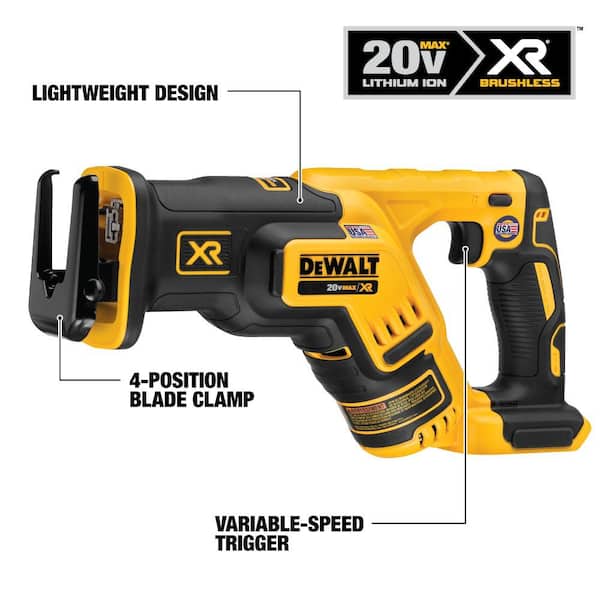20V MAX XR Cordless Brushless Compact Reciprocating Saw with (1) 20V 3.0Ah Battery and Charger - Image 3