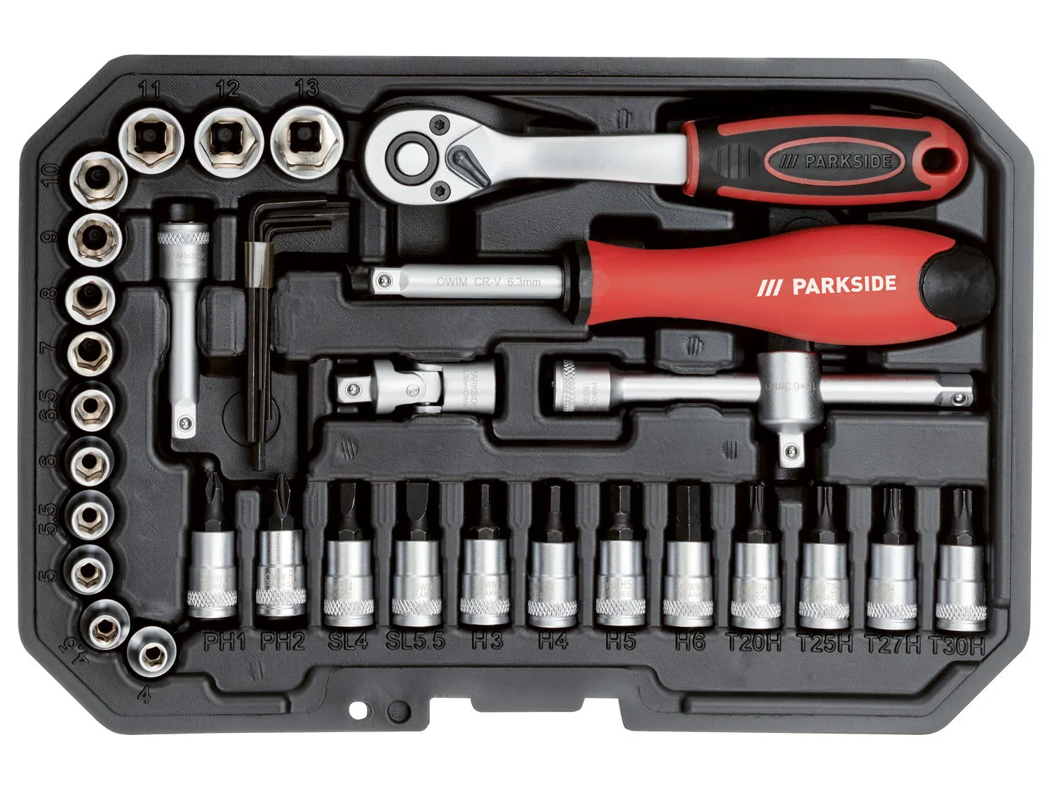 PARKSIDE Set de douilles et d'embouts, 36 pices