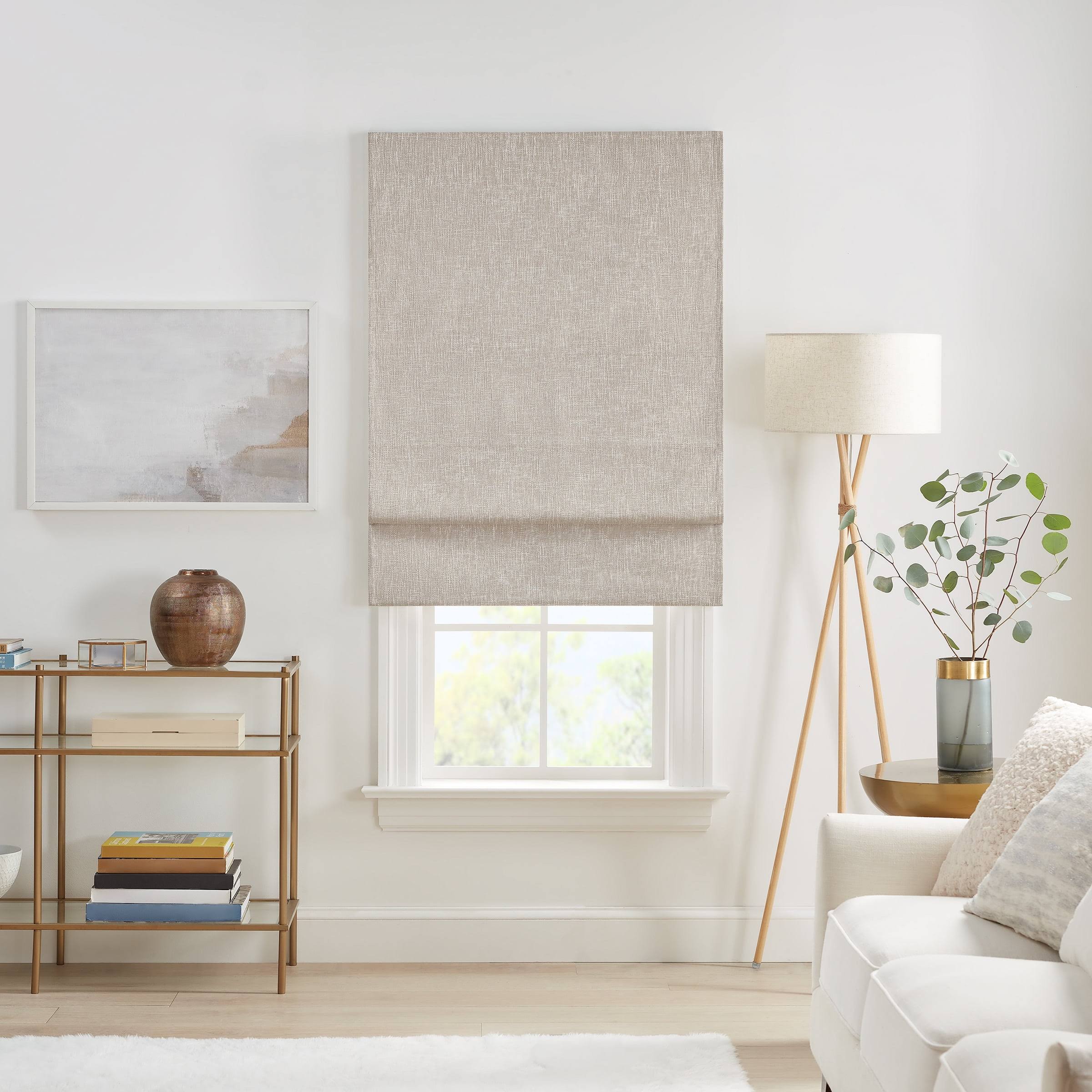 Eclipse Drew Blackout Textured Solid Cordless Roman Shade, 64