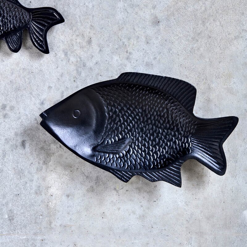 Veggkunst Fish 30x16,5 cm svart