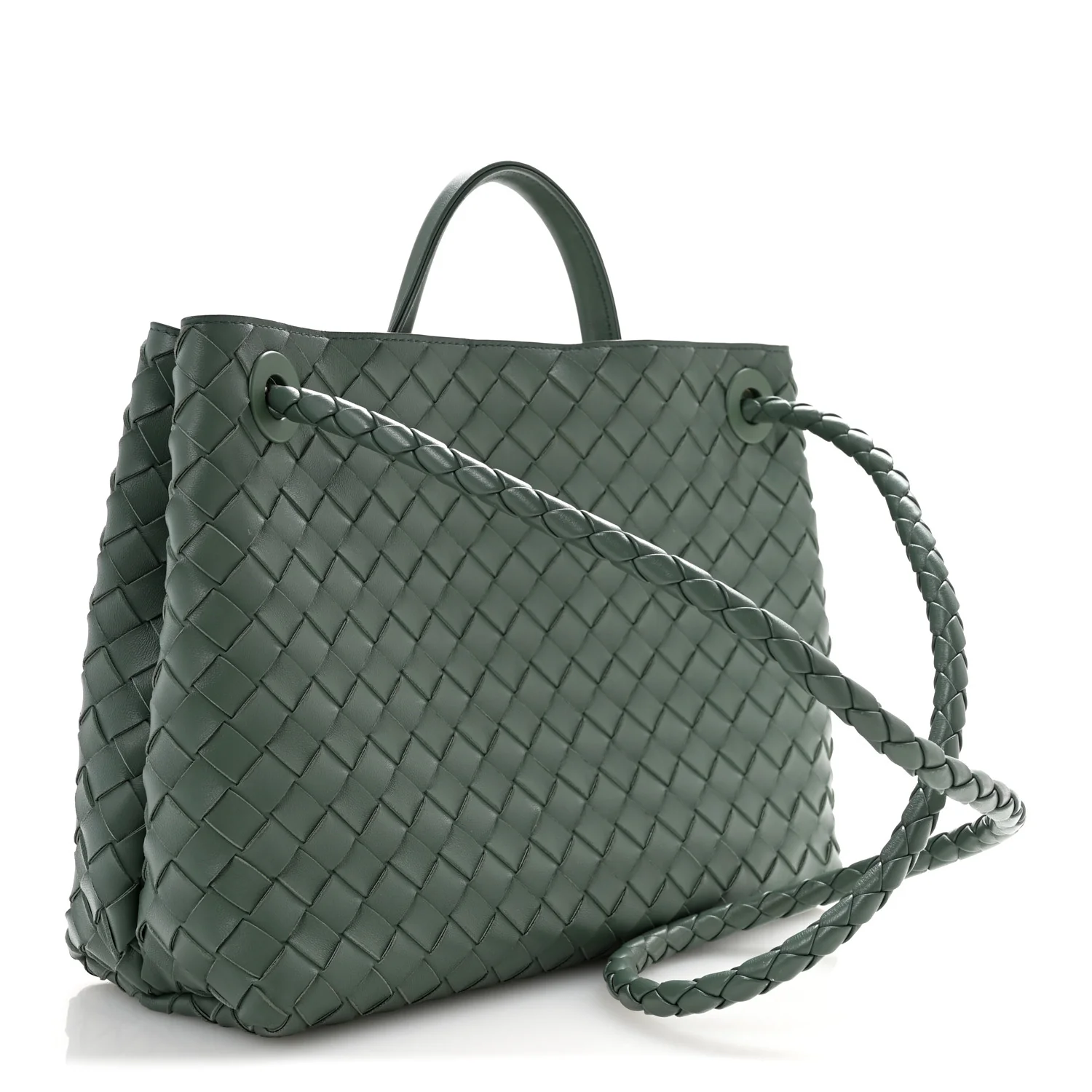 Nappa Intrecciato Medium Andiamo Shoulder Bag Aloe