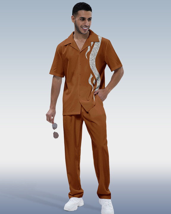 Costume de marche à manches courtes imprimé artistique pour homme Suitmens 188