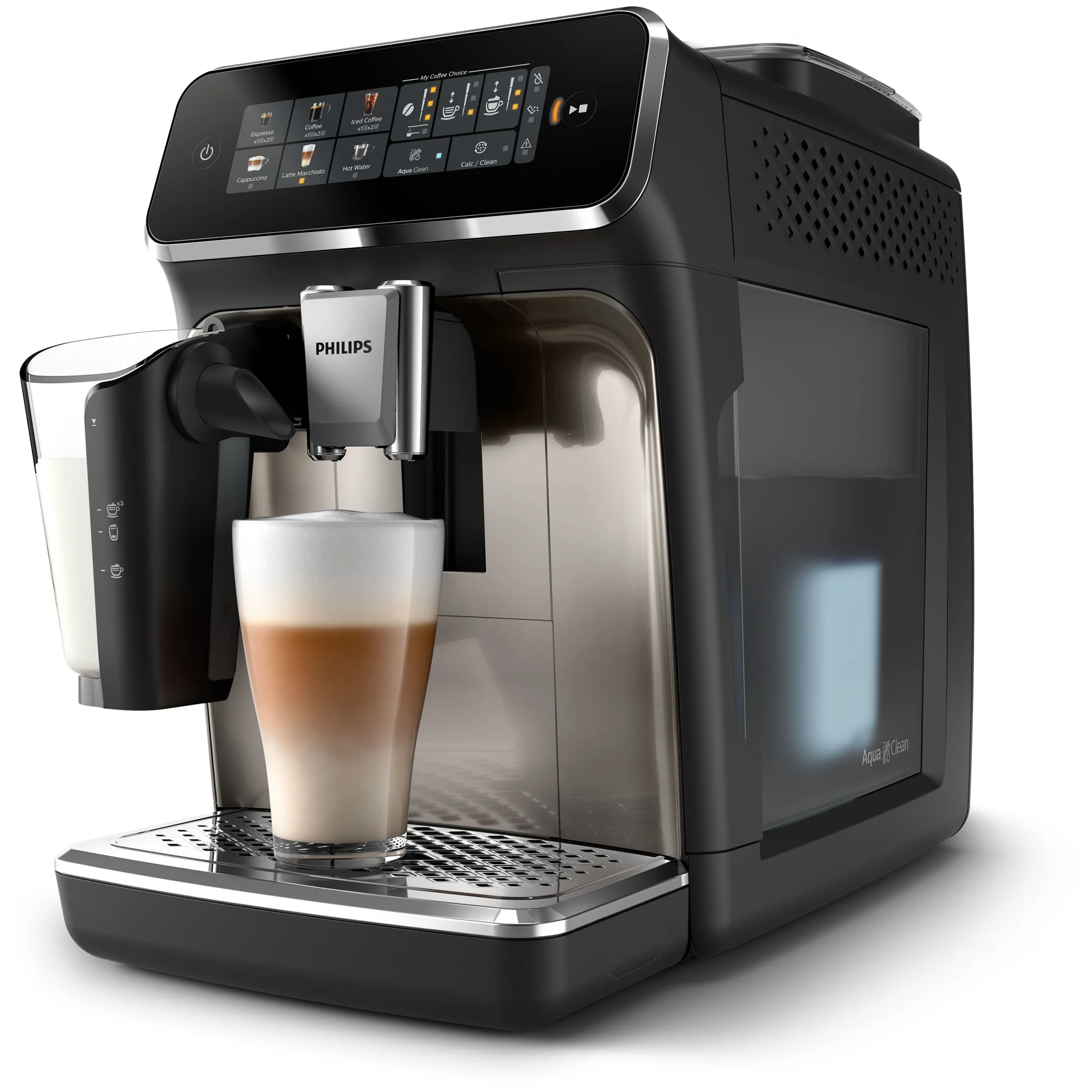 Philips 3300 Fully Automatic Espresso Machine with Lattego Milk Frother, Black and Chrome