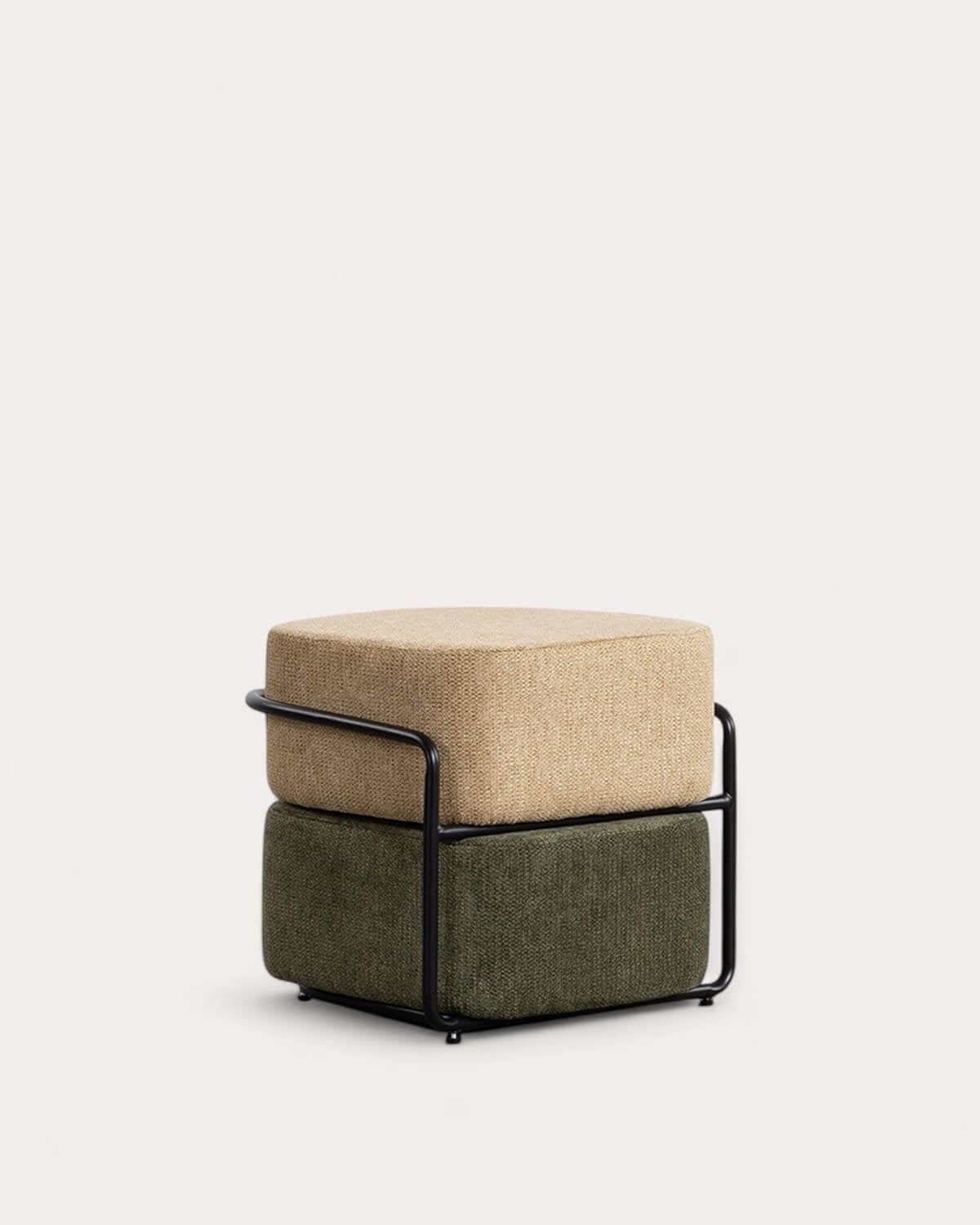 Elin - Puff Rectangular con Cojin Desmontable de Tela Elin