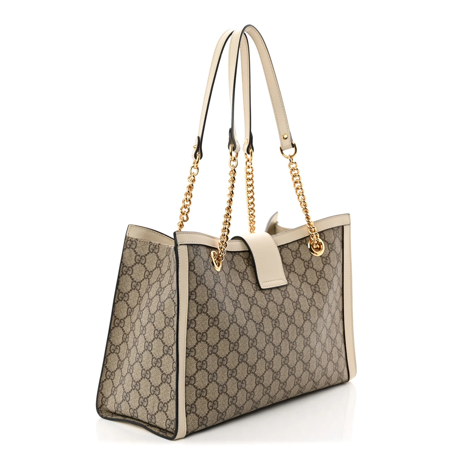 GG Supreme Monogram Medium Padlock Tote White