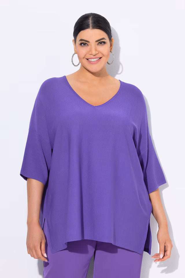 Oversized 3/4 Sleeve V-Neck Sweater
