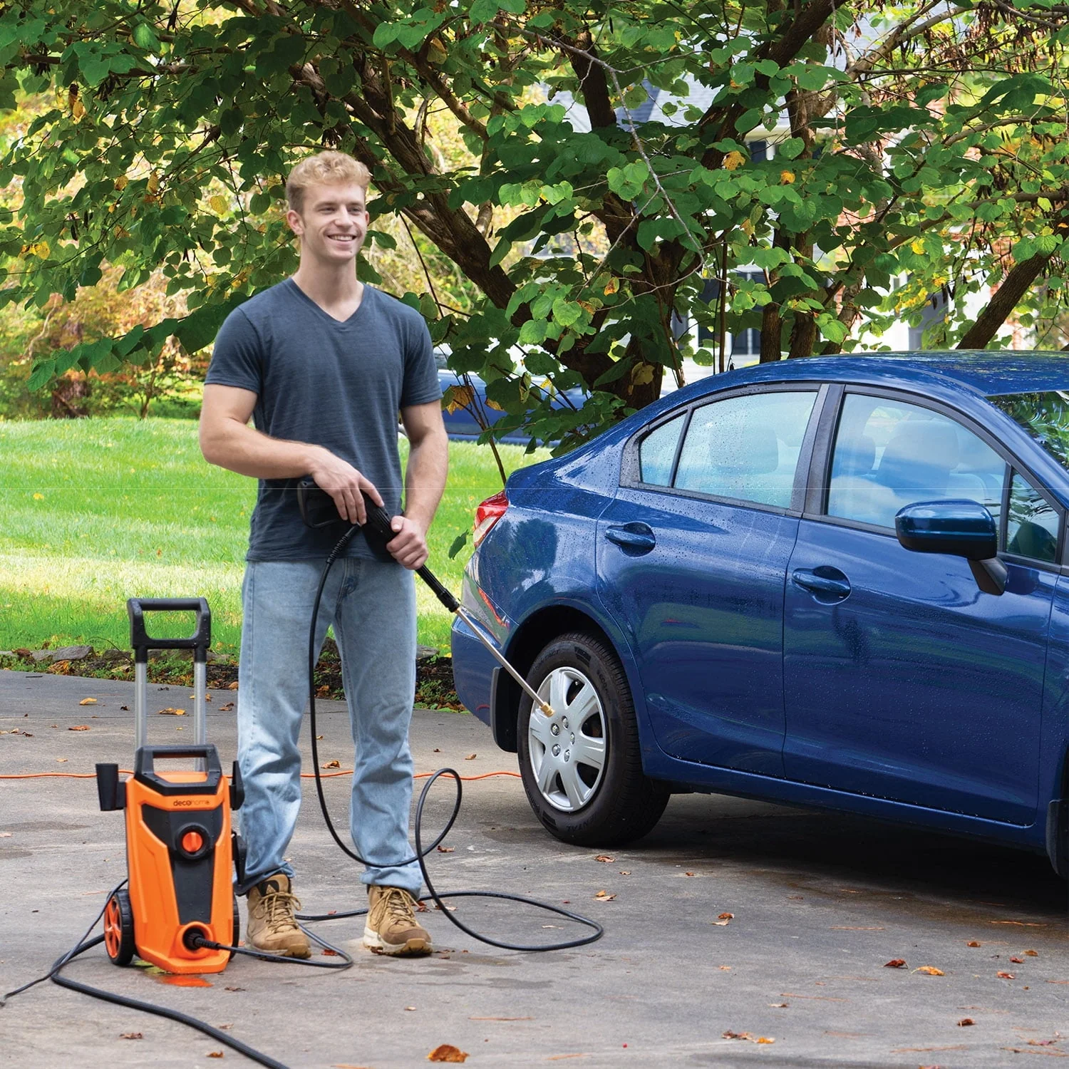 Deco Home 1800W Electric Pressure Washer Auto Stop Water Gun 4 Spray Nozzle Attachments Self Suction