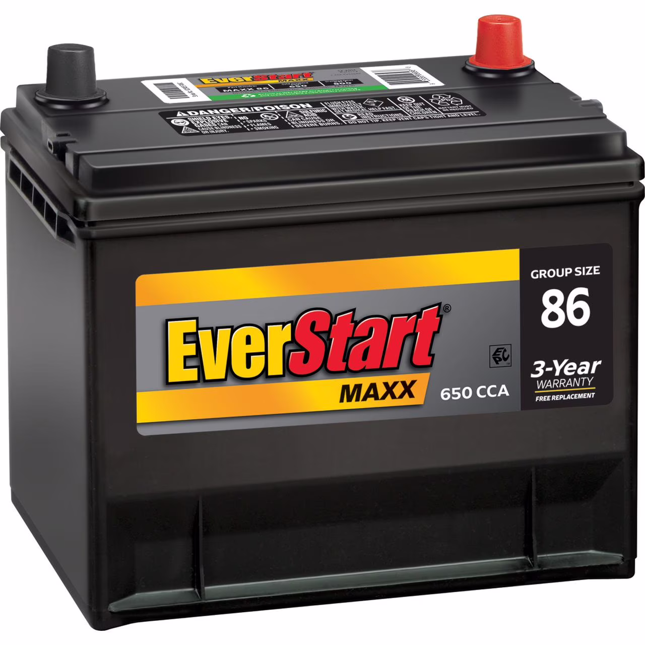 Maxx Lead Acid Automotive Battery, Group Size 86 12 Volt, 650 CCA
