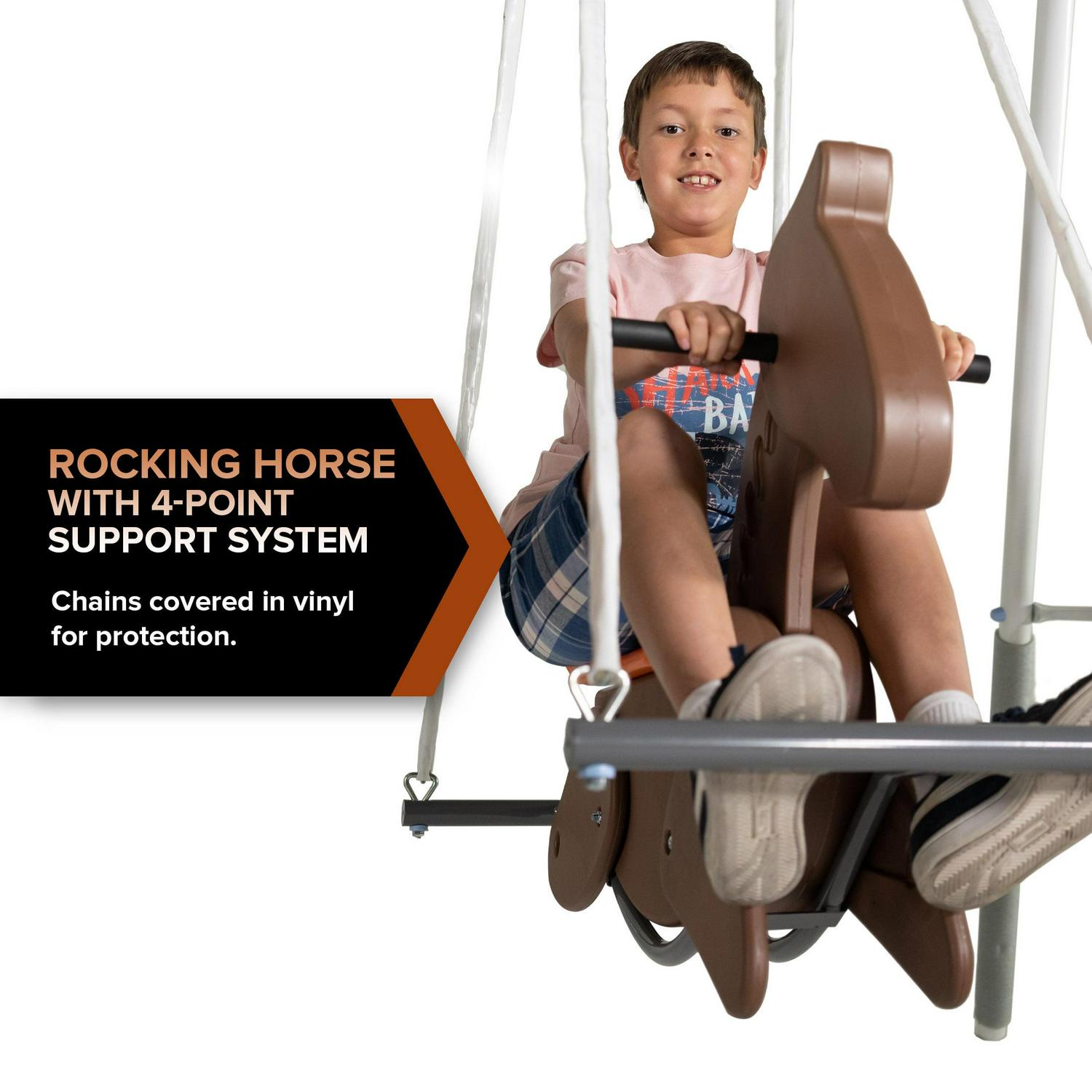 Fairview Swing Set with 2 Swings. Rocking Horse. Mini Trampoline. Lifetime Warranty on Blow Molded Slide. and Bonus Anchor Kit - Image 5
