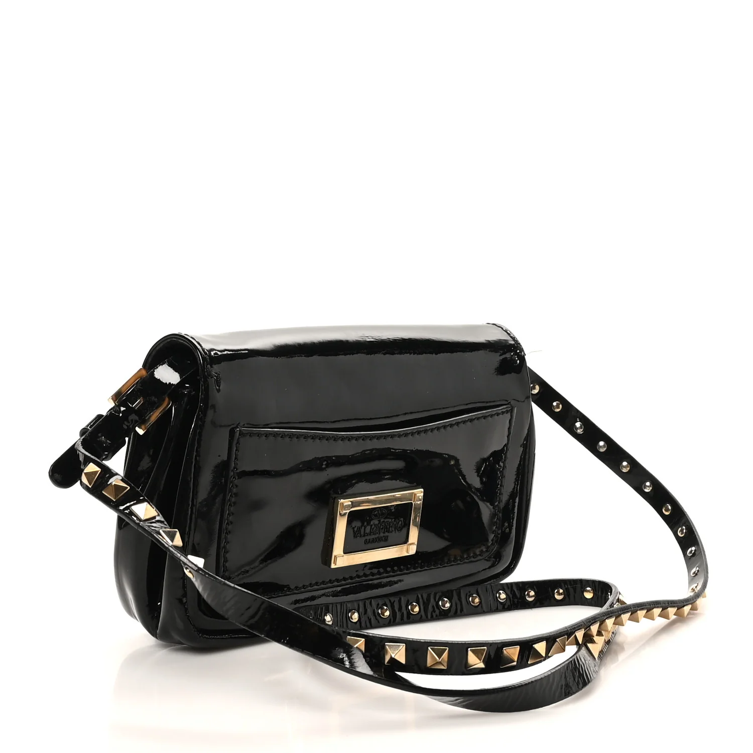 Patent Rockstud Flip Lock Flap Black