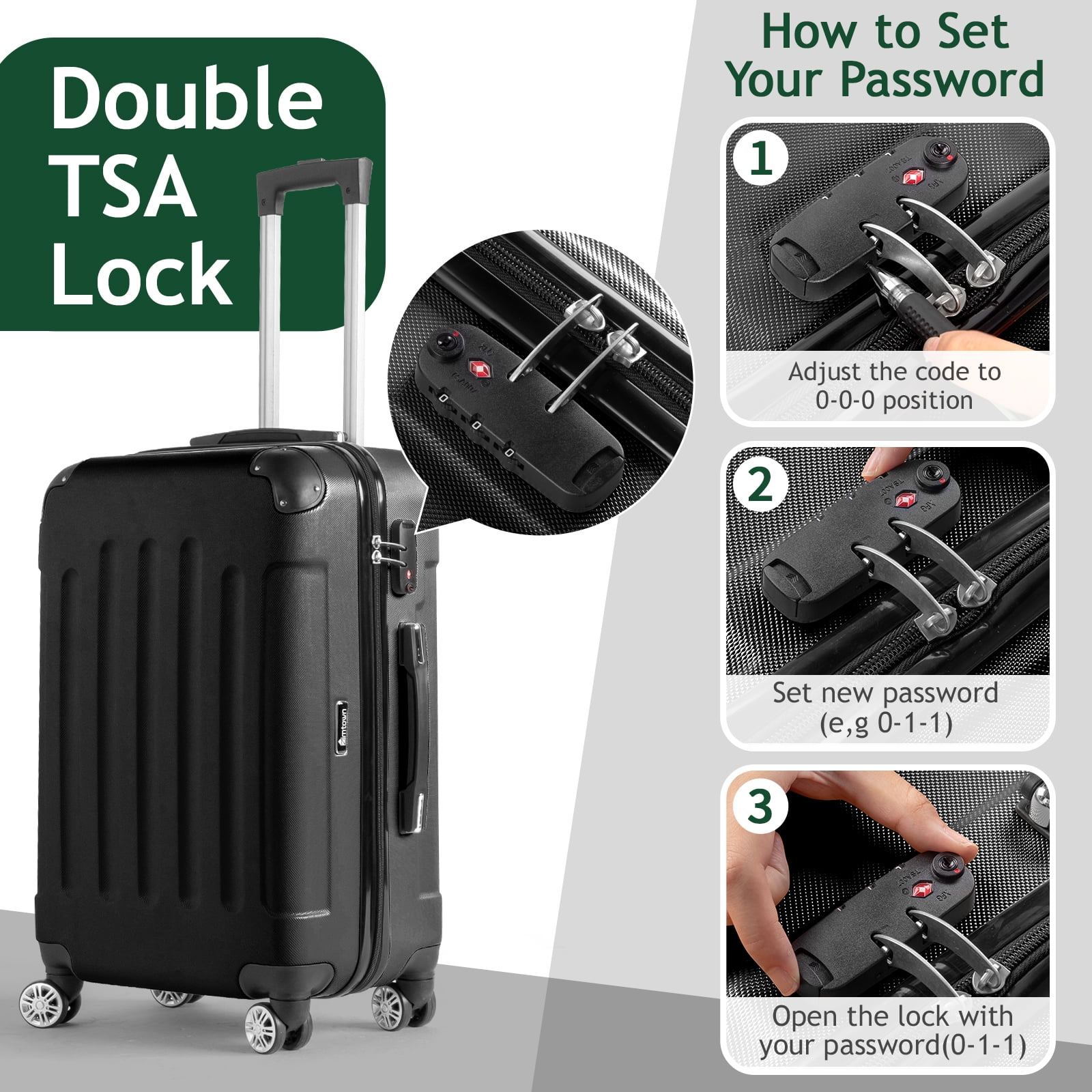 Zimtown Luggage 3 Piece Set Suitcase ABS Hardside Lightweight with TSA Lock Spinner Wheels, Beige