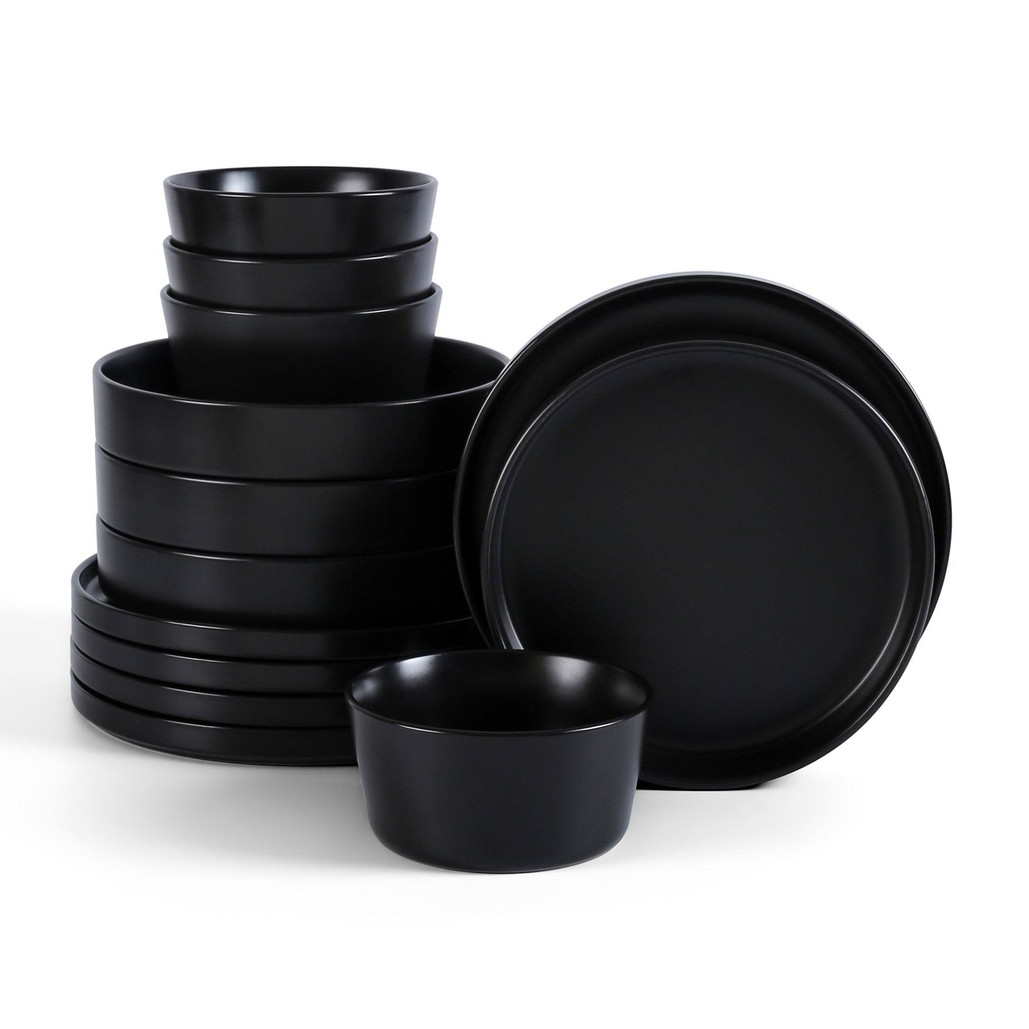 Stone + Lain Celina Stoneware Black Dinnerware Set | 12-Piece 4