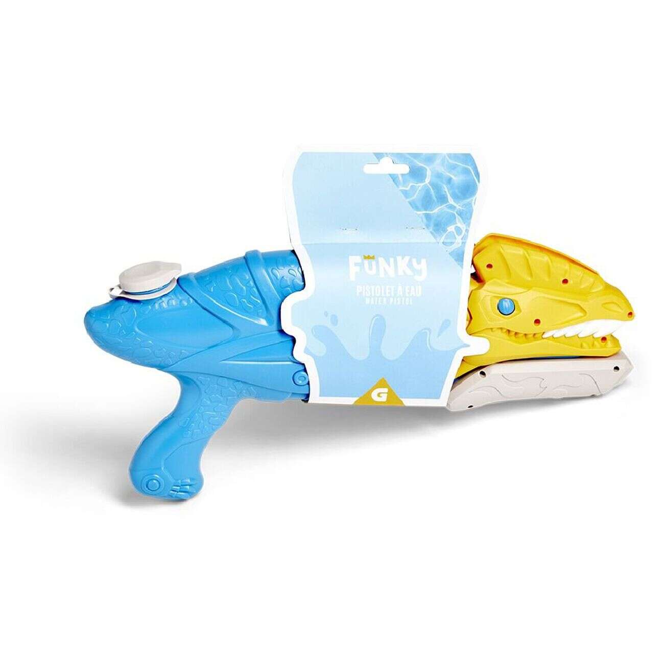 Pistolet à eau dinosaure Funky bleu et jaune