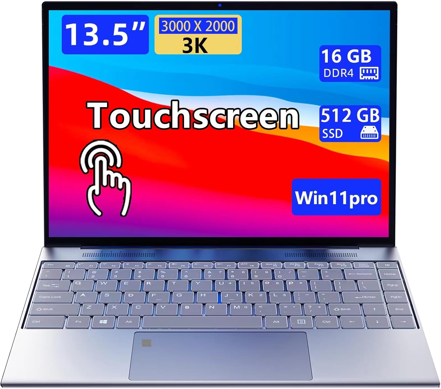 Morostron 13.5-inch Portable Touchscreen Laptop  (16GB RAM  512GB SSD)  3K (3000×2000) IPS  Celeron N5095 Processor up to 2.9 GHz  Backlit Keyboard  Fingerprint Unlocking  Win 11 Pro