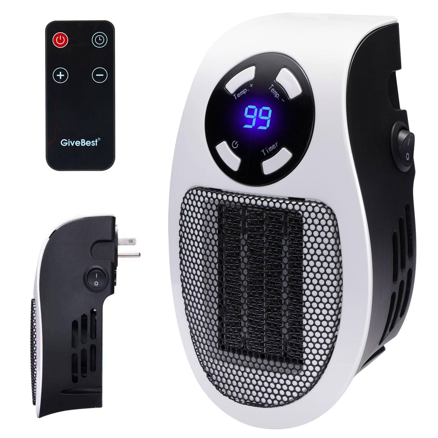 Brightown Wall Space Heater 350W Portable Electric Heater with Programmable Adjustable Thermostat, Overheat Protection, Precise LED Display, Passed UL