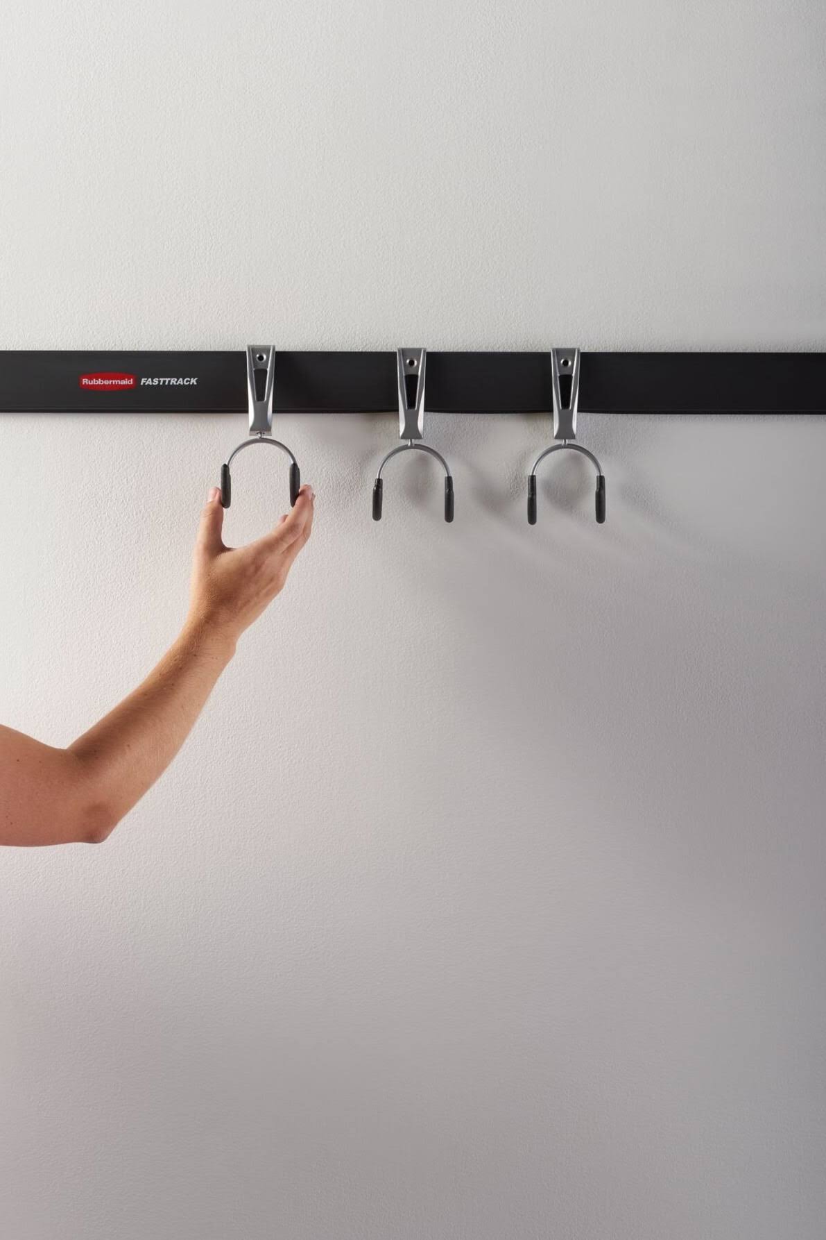 Rubbermaid Fast Track Garage Storage Wall Mounted Compact Hook 3 Piece Set.