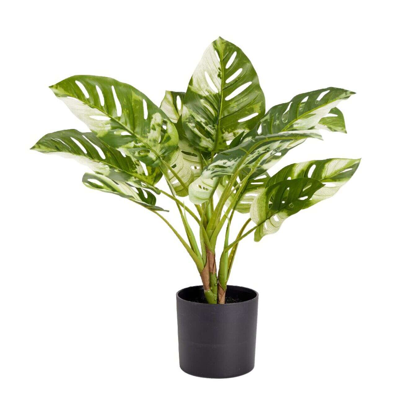 Plante artificielle en pot monstera vert 15 feuilles H50cm - 2 modèles