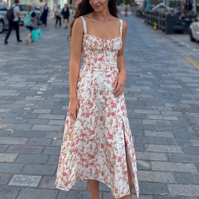 Robe bandoulière imprimée pour femme, idéale pour les fêtes
