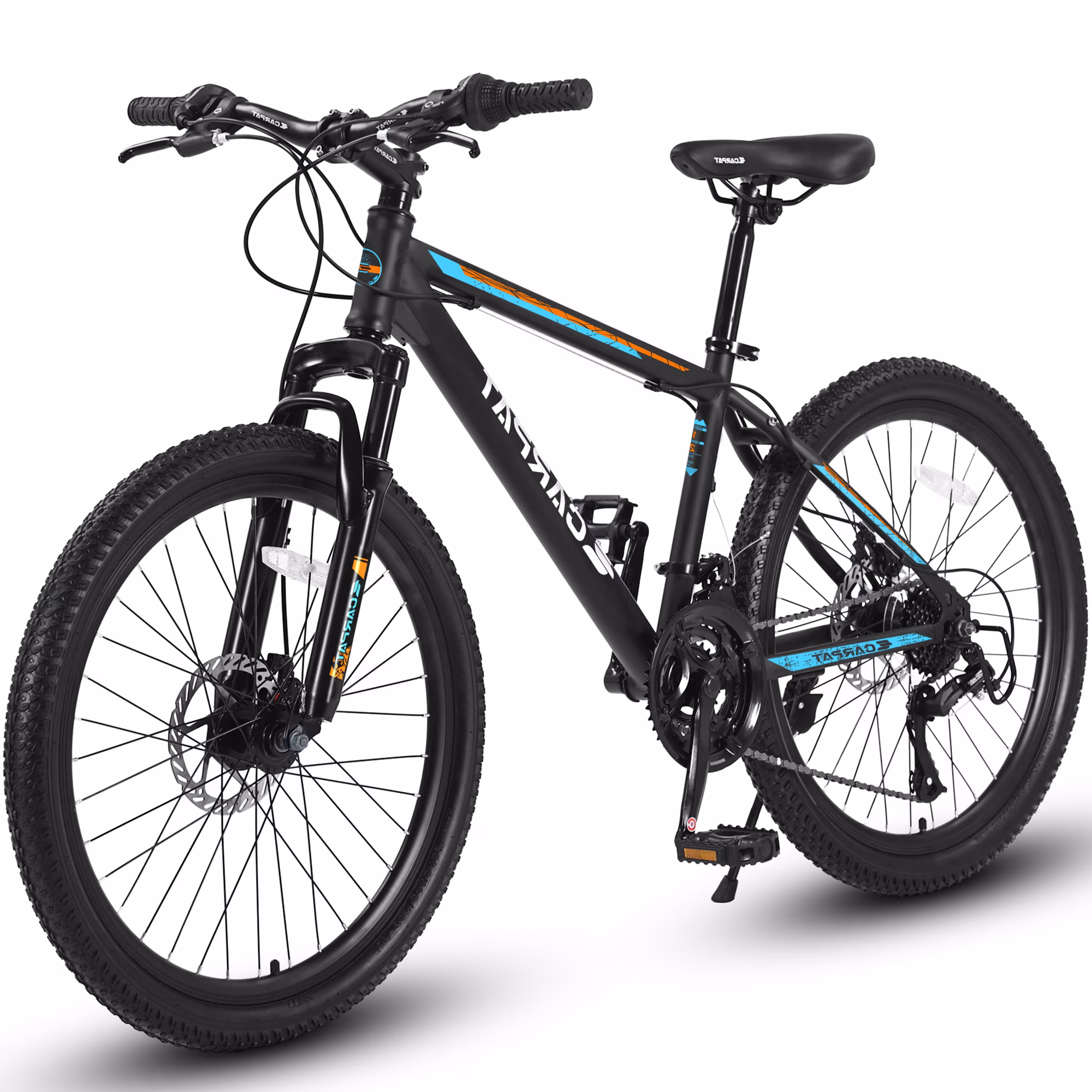 26 inch Mountain Bike for Men, Adult Mountain Bike with 21 Speed Disc Brakes, Black Orange(Black Orange) - Image 3